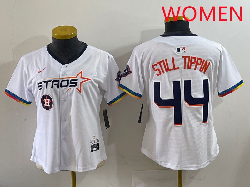 Women Houston Astros #44 Still Tippin White Four generations Joint Name 2025 Nike MLB Jersey style 1